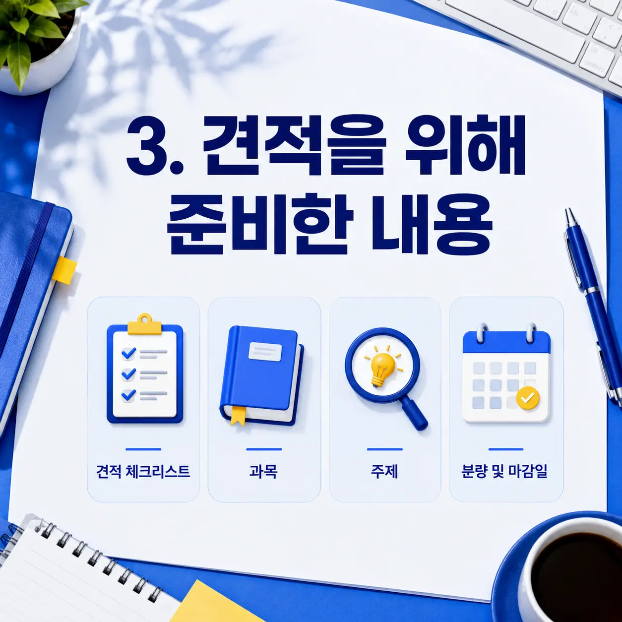 3. 견적을 위해 준비한 내용 포스터