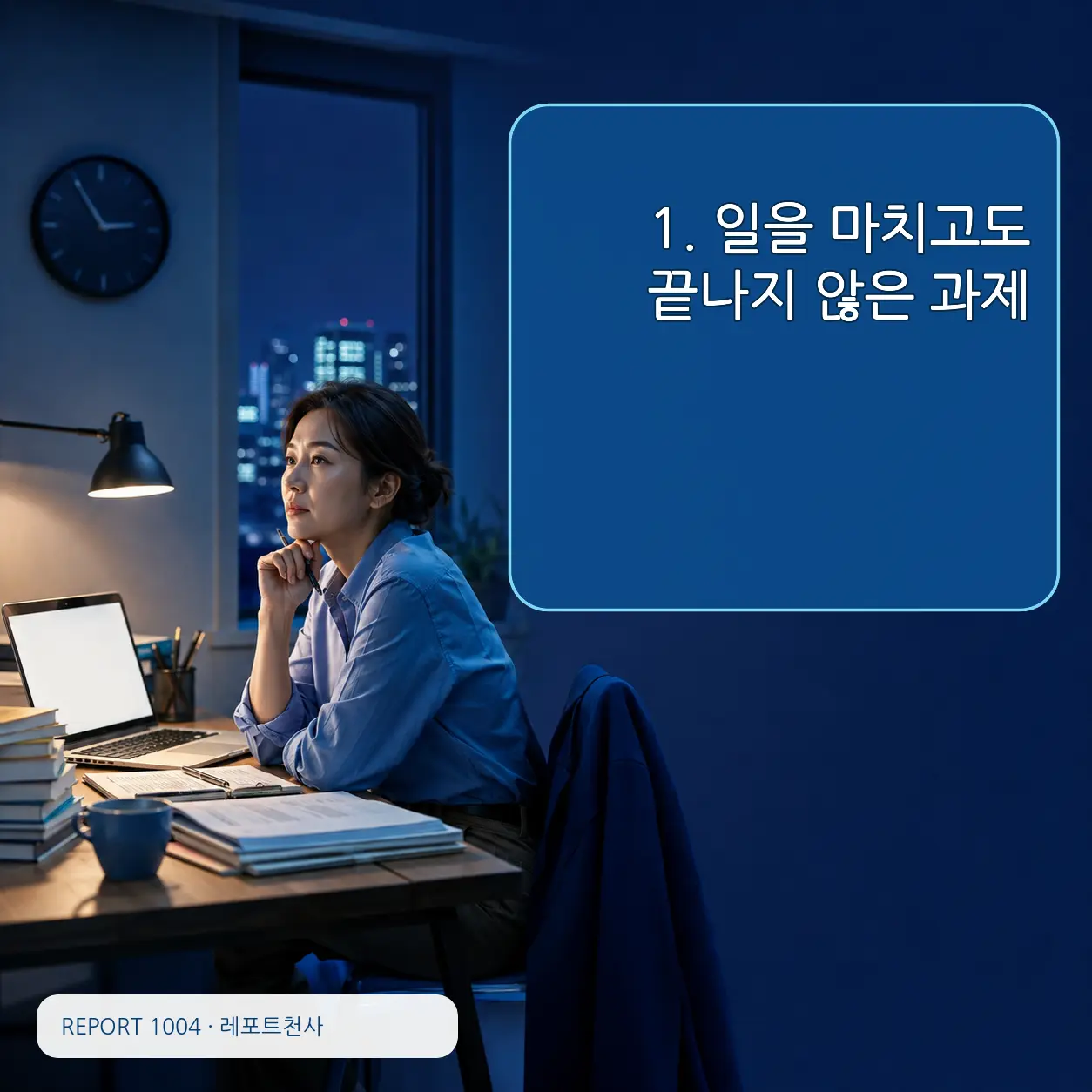 1. 일을 마치고도 끝나지 않은 과제 포스터