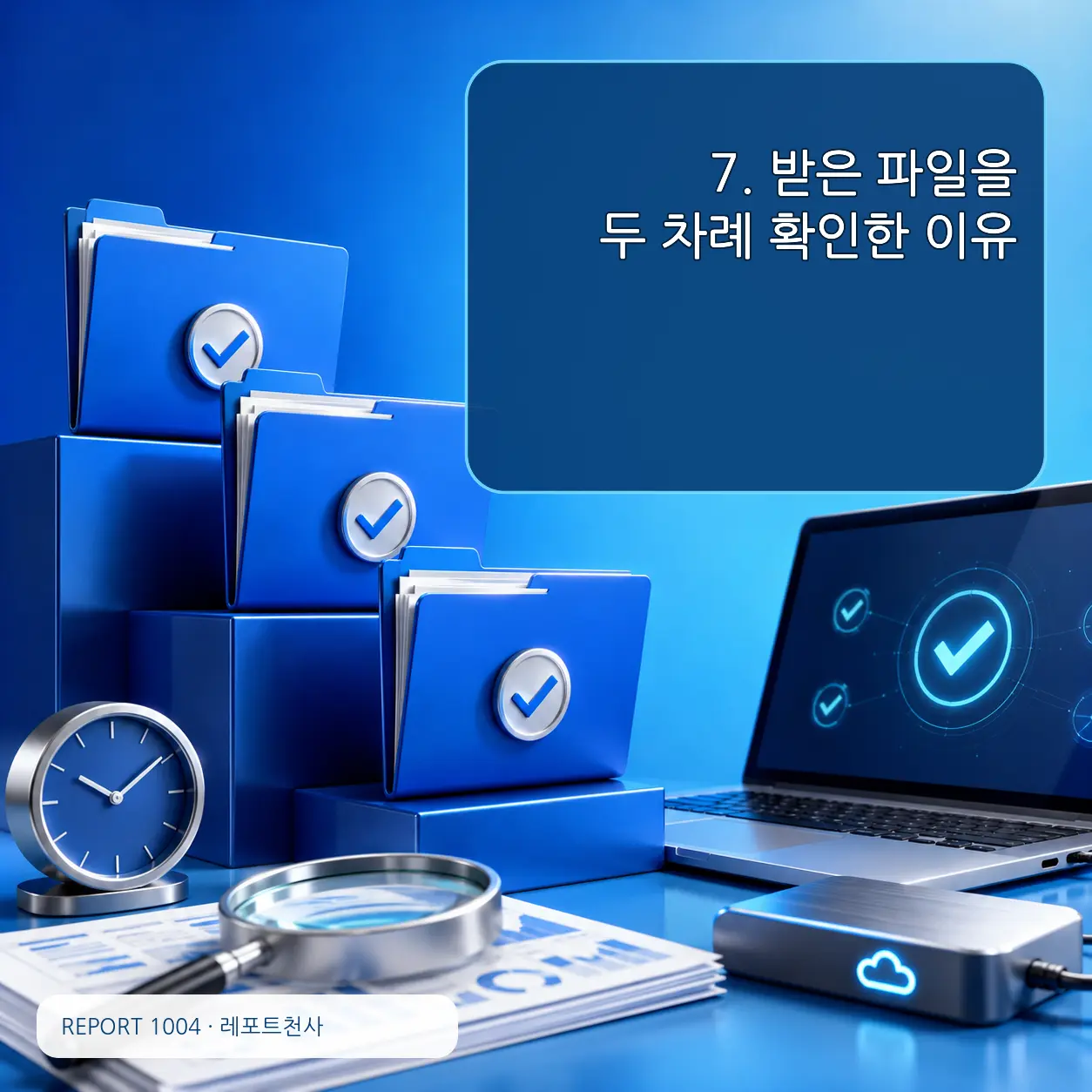 7. 받은 파일을 두 차례 확인한 이유 포스터
