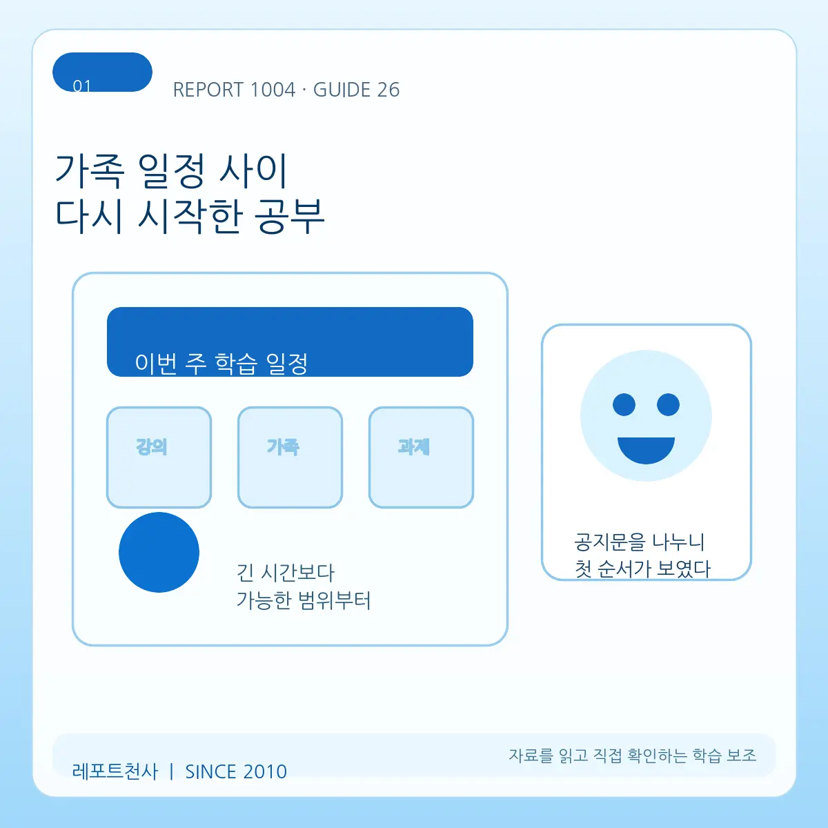 1. 가족 일정 사이 다시 시작한 공부 포스터