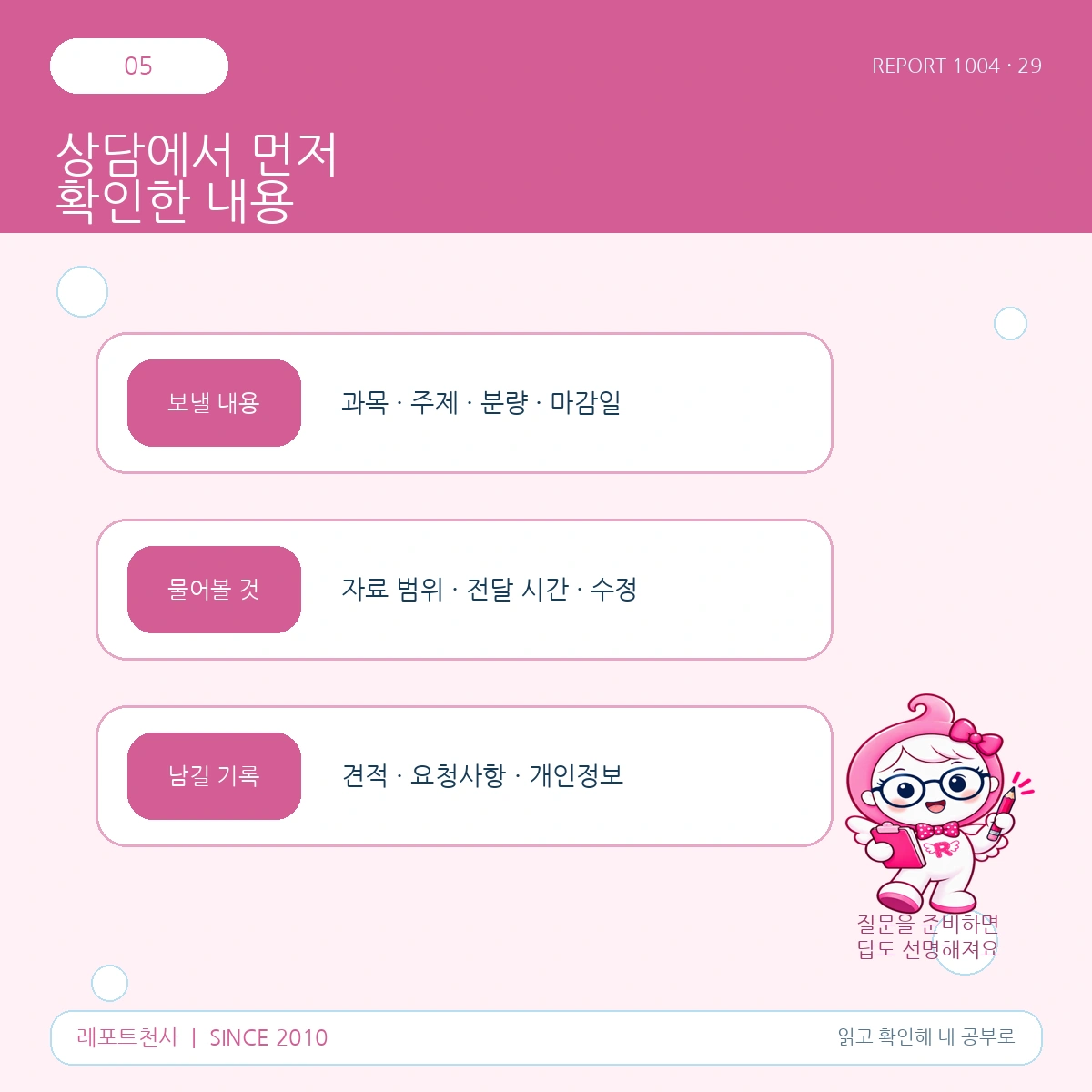 5. 상담에서 먼저 확인한 내용 포스터