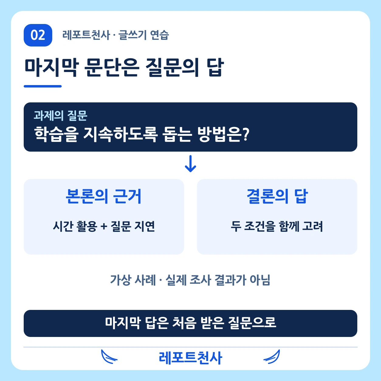 1. 마지막 문단은 질문에 대한 답이다 포스터