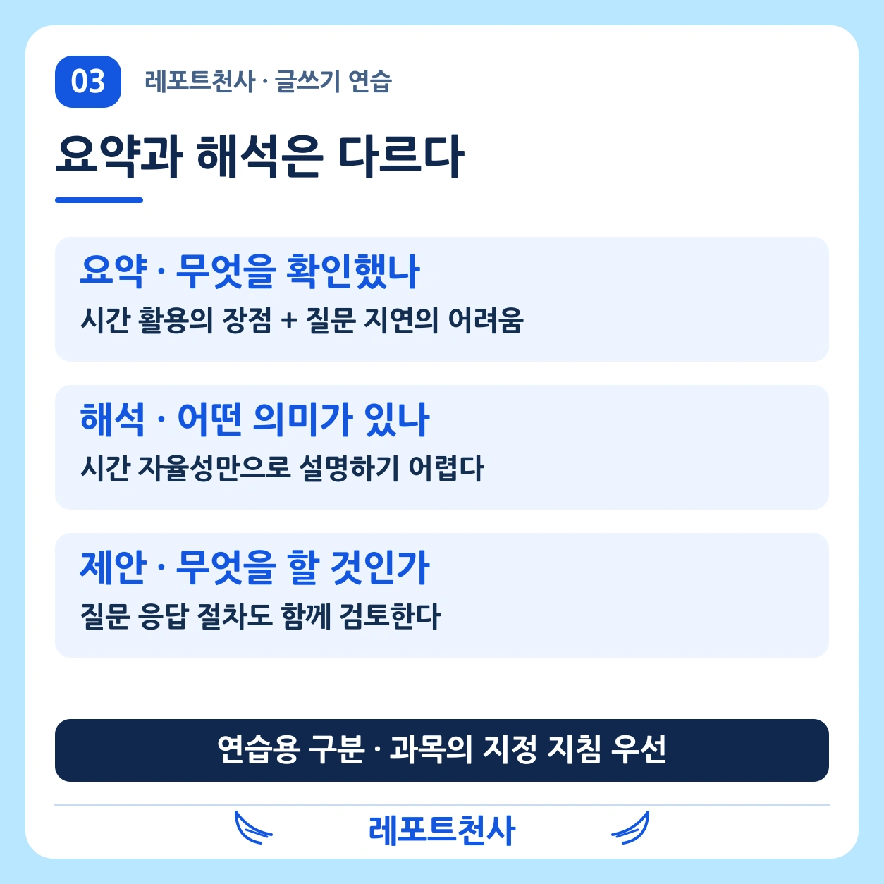 2. 요약과 해석의 역할을 나눈다 포스터