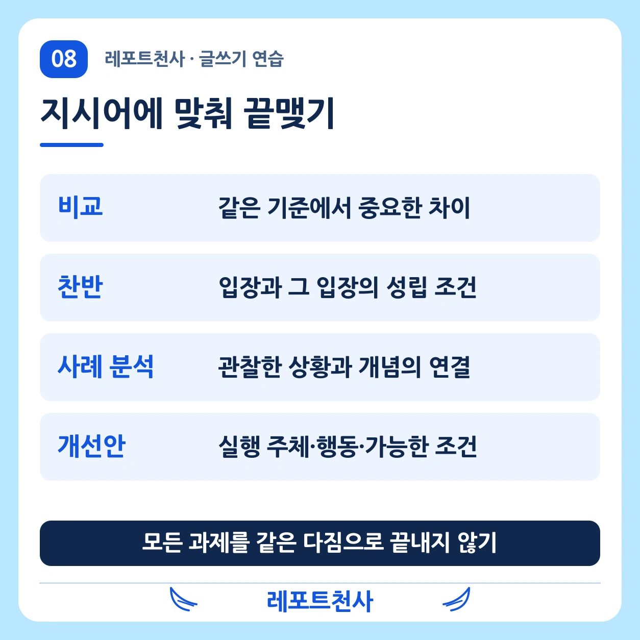 7. 과제의 지시어에 맞춰 끝맺는다 포스터
