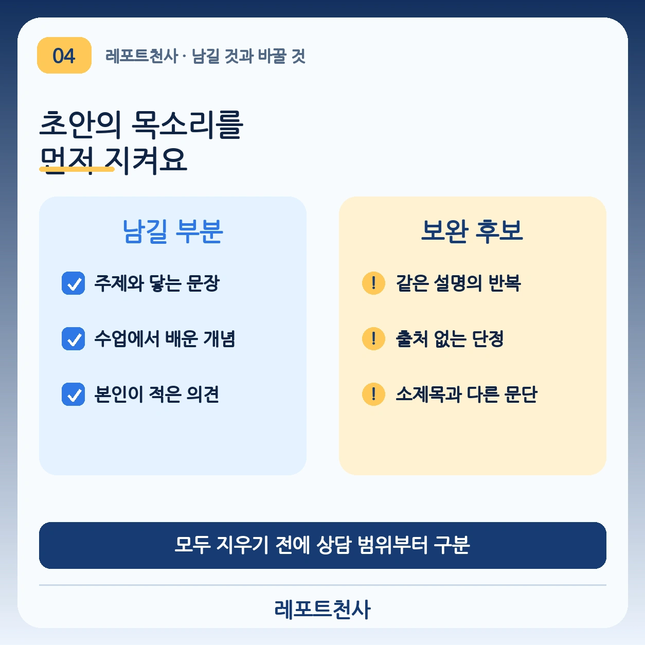 3. 남길 문장과 바꿀 문장을 구분해요 포스터
