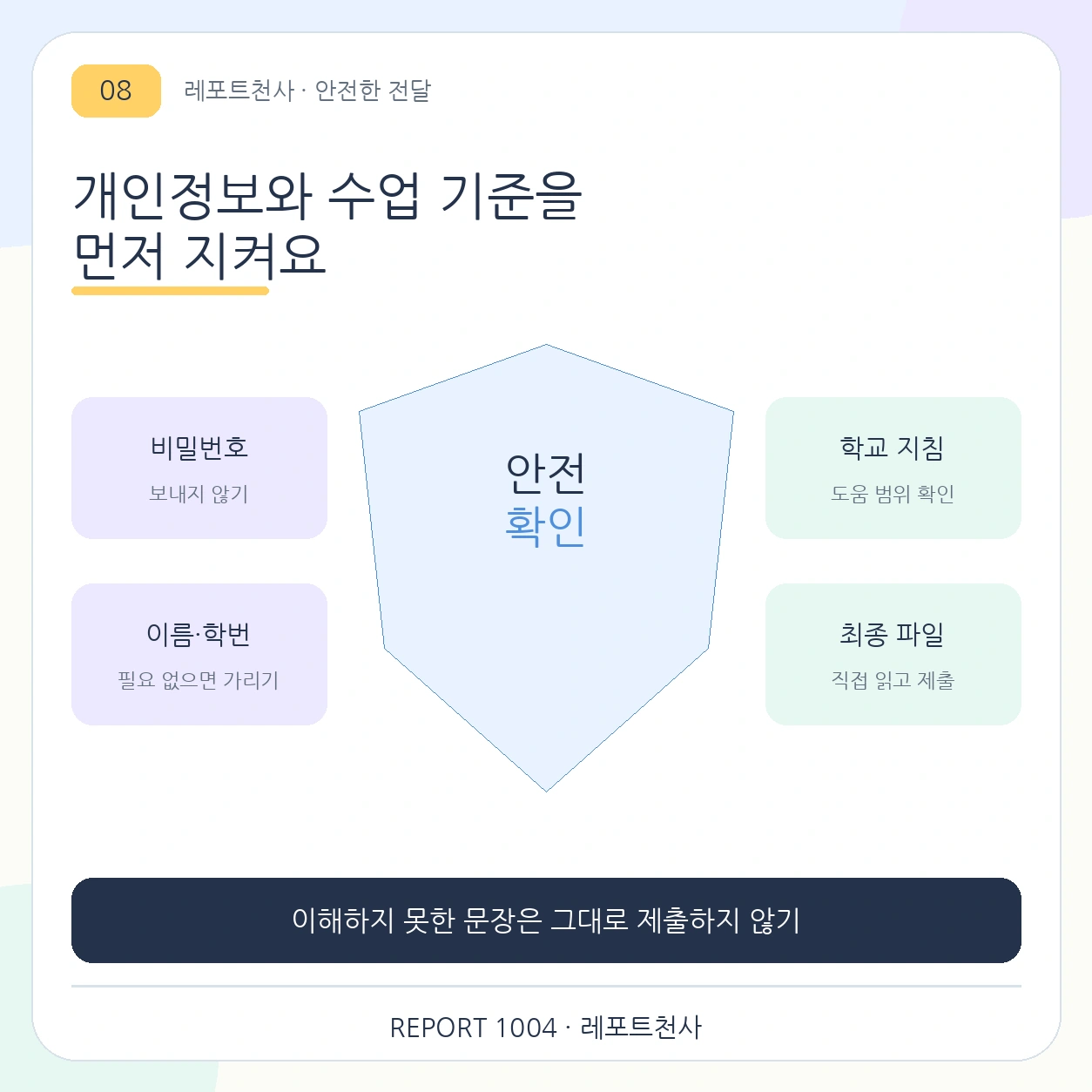 7. 개인정보와 제출 기준을 지켜요 포스터