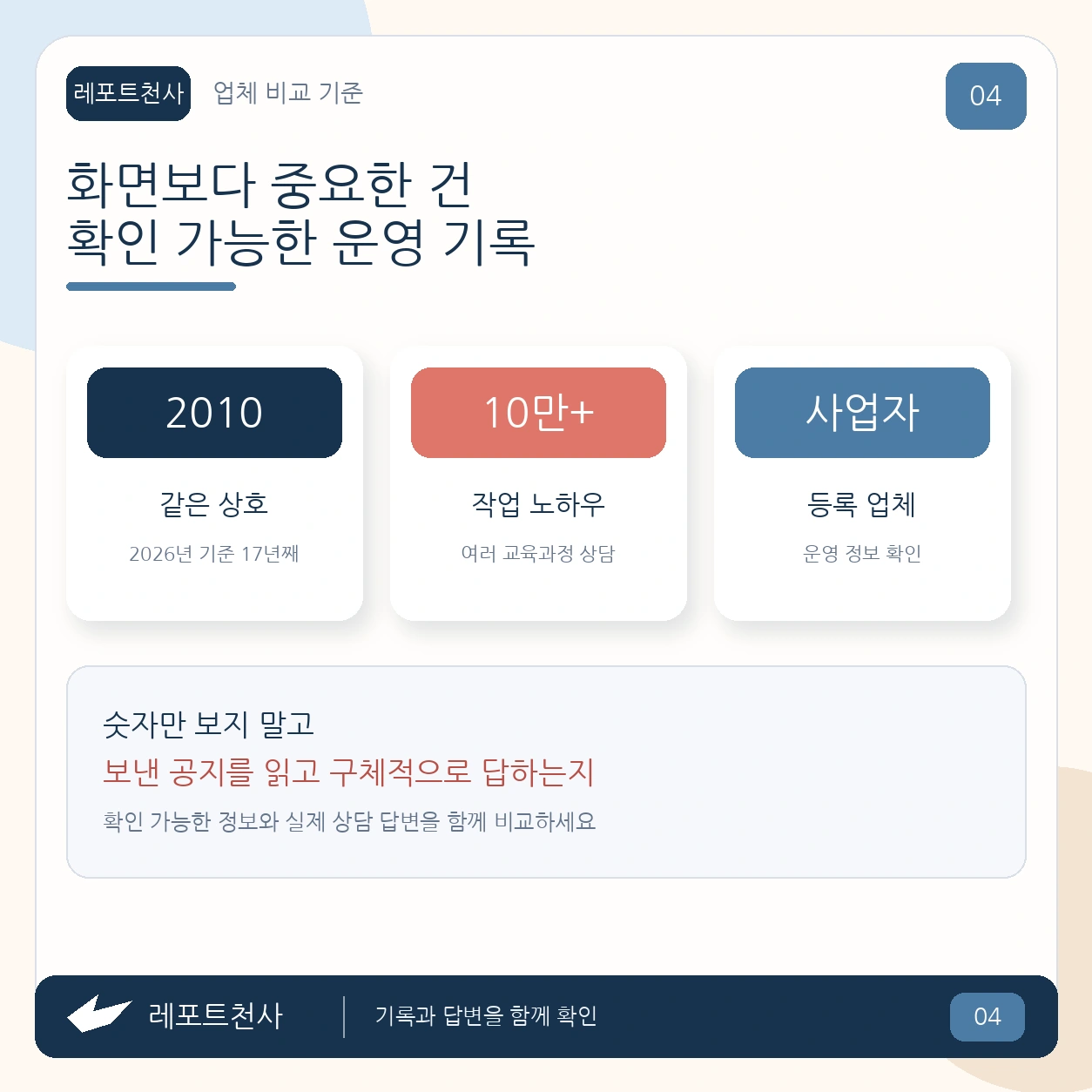 3. 화면보다 운영 정보와 답변을 확인해요 포스터