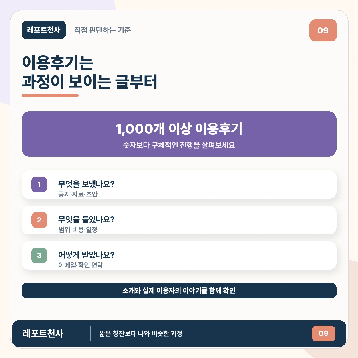 8. 이용후기는 과정이 보이는 글을 읽어보세요 포스터