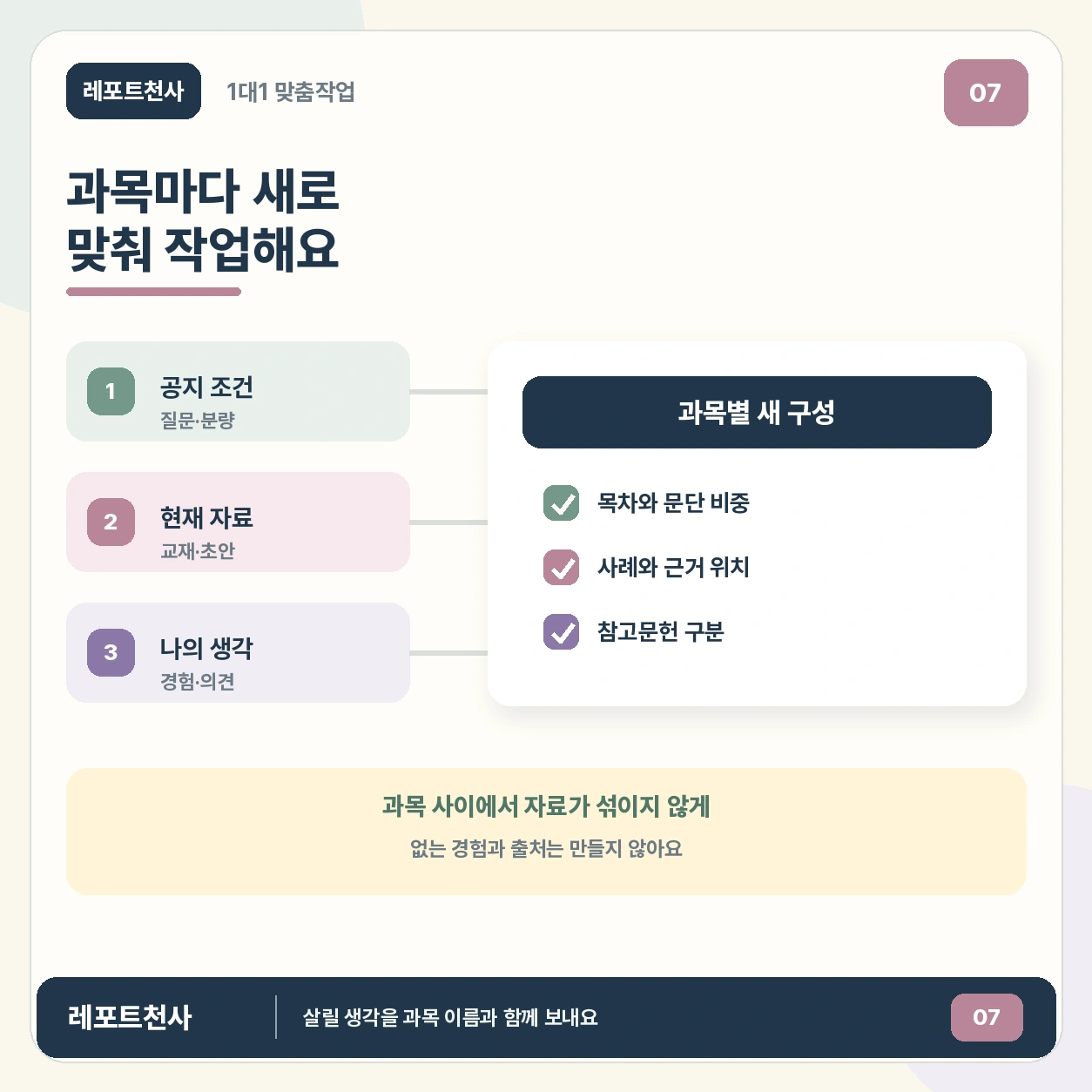6. 과목마다 새로 맞춰 작업해요 포스터
