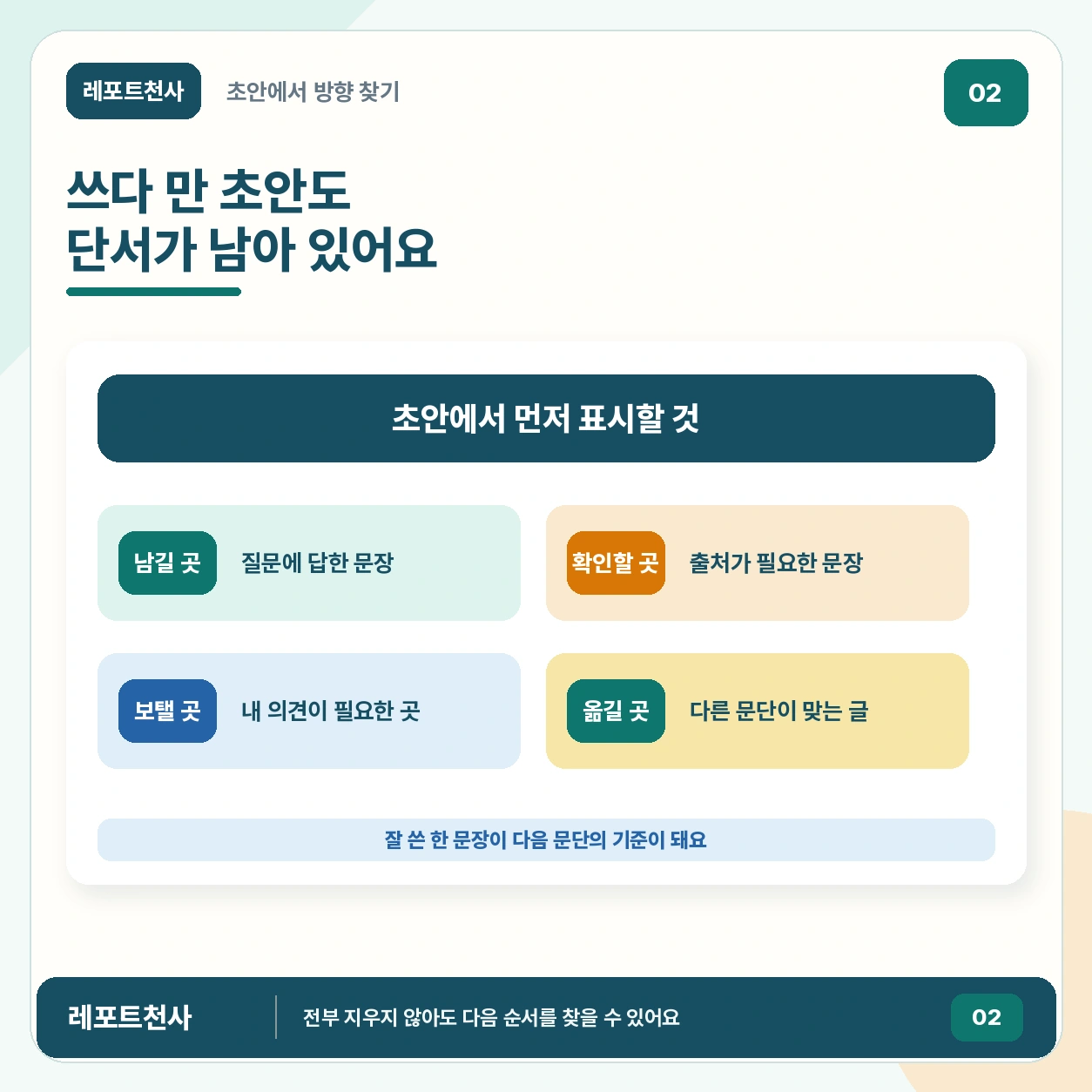 1. 쓰다 만 초안을 버릴지 고민되나요 포스터