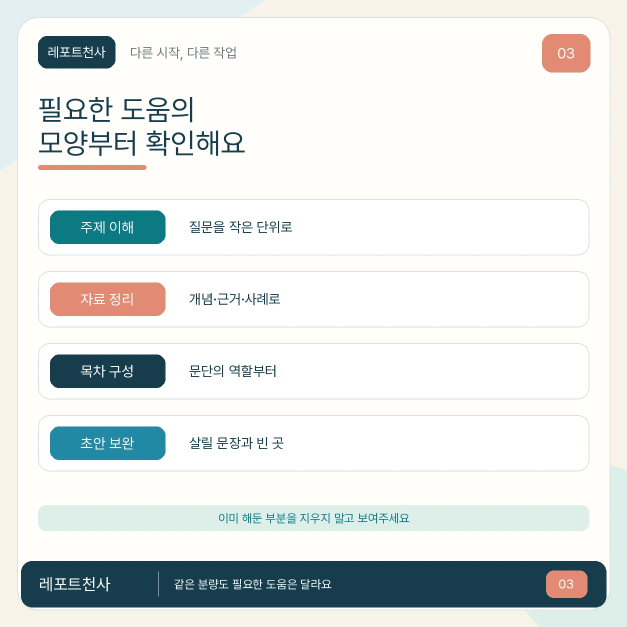 2. 필요한 도움의 모양부터 확인해요 포스터