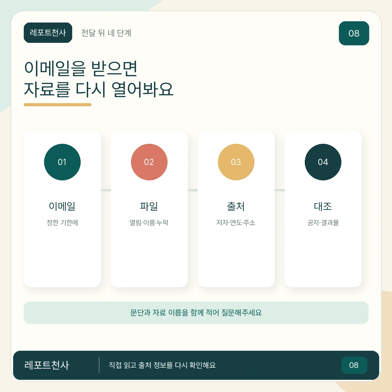 7. 이메일을 받으면 링크와 파일을 다시 열어봐요 포스터