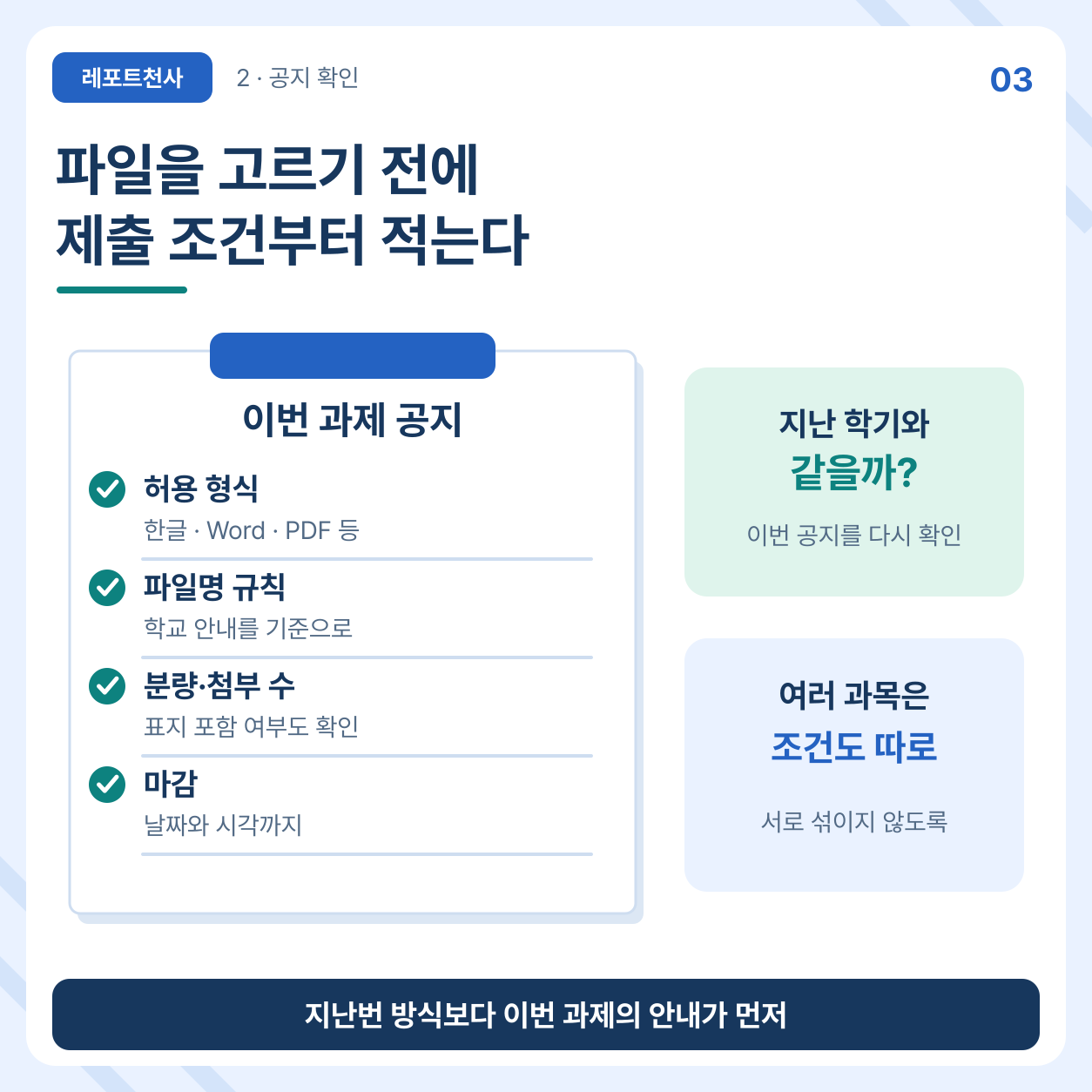 공지의 조건을 짧게 옮겨 적는다 포스터